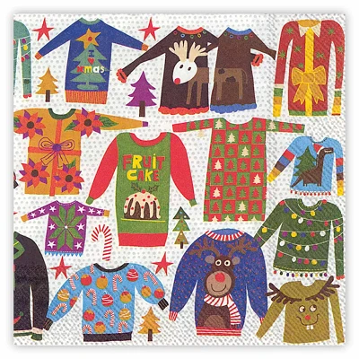 Boston International Christmas Sweater Cocktail Napkins, Set of 20