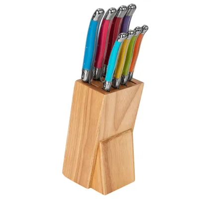 French Home Kitchen Knife Set with Wood Block
