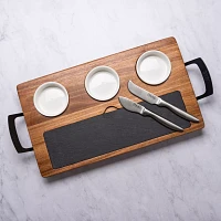 Viking Acacia and Slate Cheese Board, Set of 7