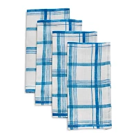 Sur La Table Blue Plaid Linen Napkins, Set of 4