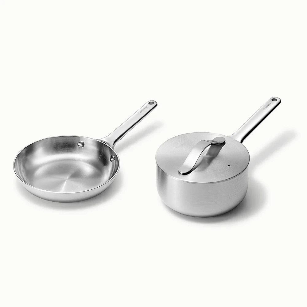 Caraway 5-Ply Stainless Steel 3-Piece Cookware Set with Bonus Storage