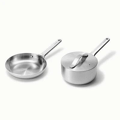 Caraway 5-Ply Stainless Steel 3-Piece Cookware Set with Bonus Storage