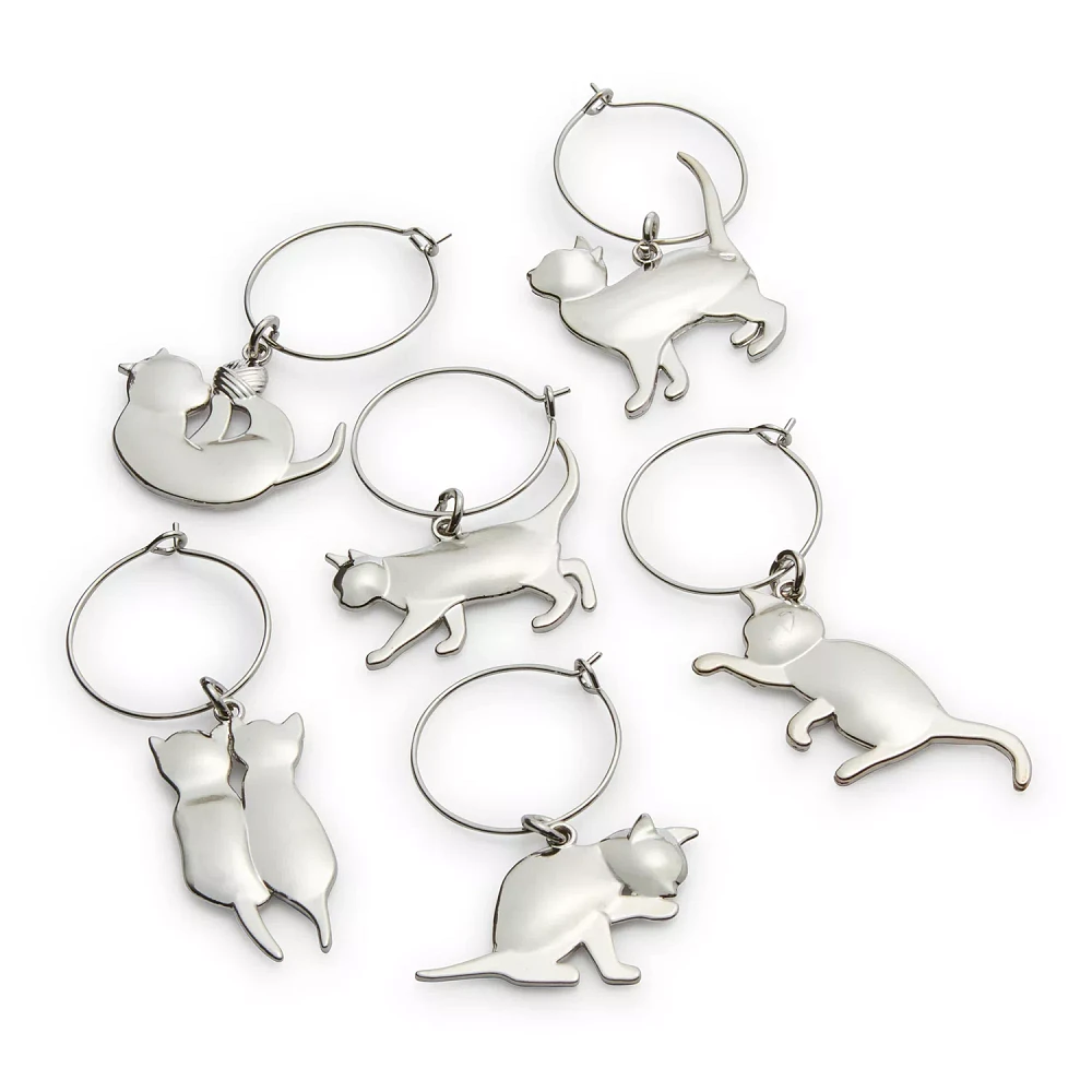 Viski Cat Wine Charms, Set of 6