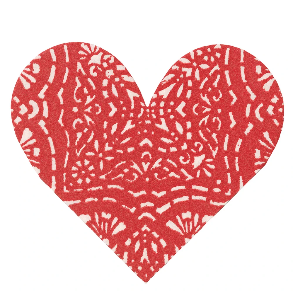 Caspari Annika Heart Die-Cut Napkins, Set of 15