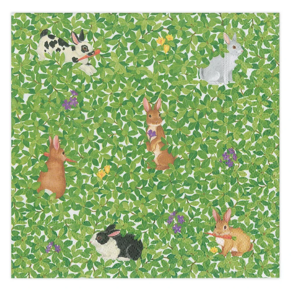 Bunny Boxwood Cocktail Napkins, Set of 20