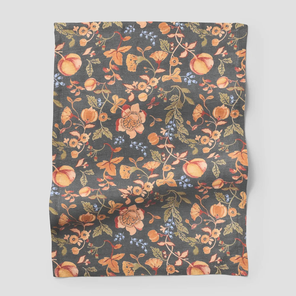 Sur La Table Persimmon Floral Kitchen Towel