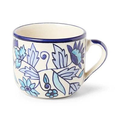 Sur La Table Hand-Painted White & Blue Stoneware Mug, 18.8 oz.