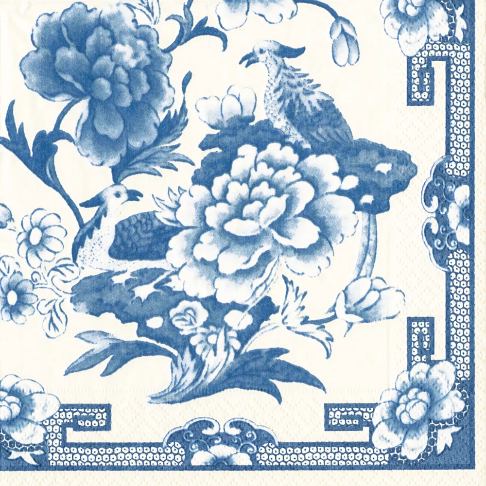 Blue & White Cocktail Napkins, Set of 20