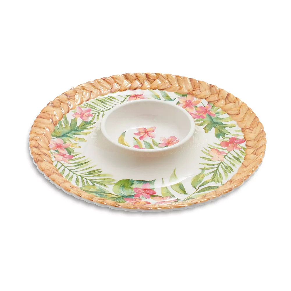 Sur La Table Palm Melamine Chip & Dip Platter, 15"