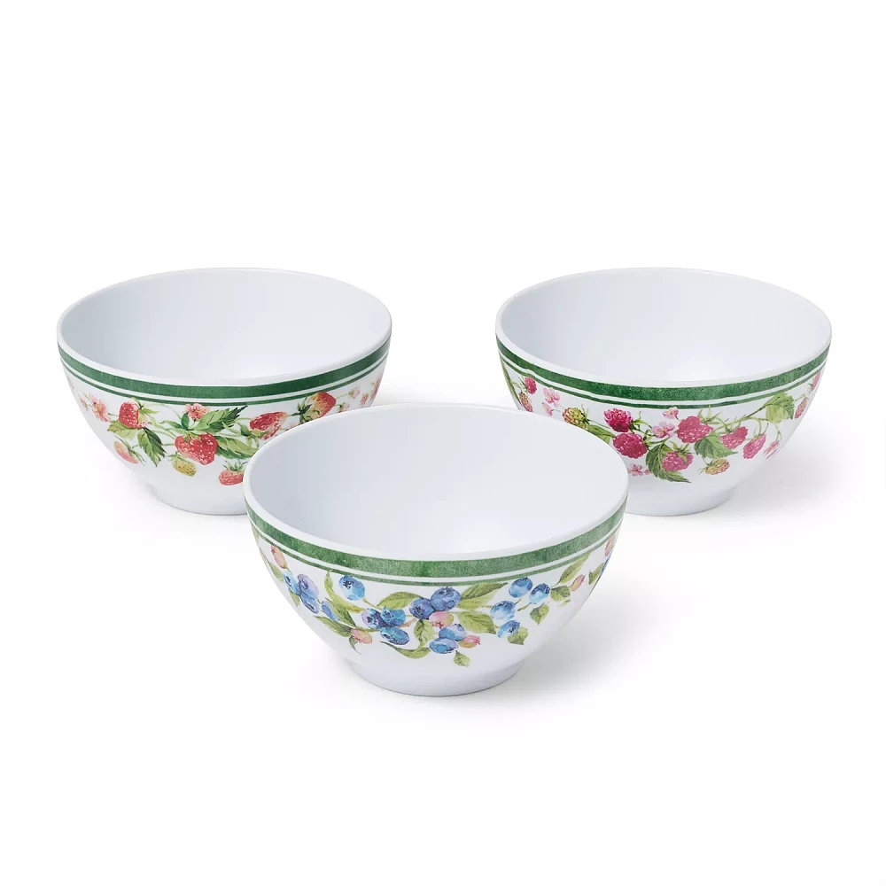 Sur La Table Strawberry Melamine Pinch Bowls, Set of 3