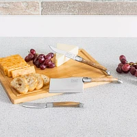 French Home Connoisseur Olive Wood Cheese Knives and Bamboo Cheese Board