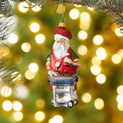 Sur La Table BBQ Santa Glass Ornament