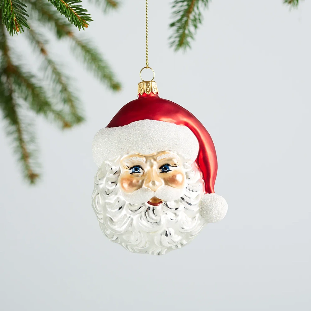 Sur La Table Santa Glass Ornament, 3.94"