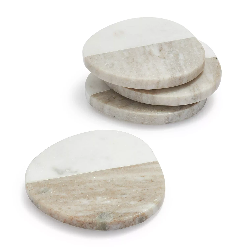 Sur La Table Two-Tone Marble Coasters, Set of 4