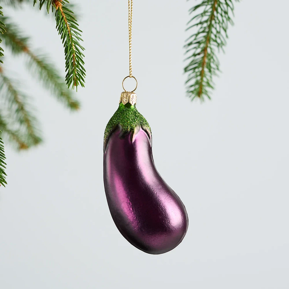 Sur La Table Eggplant Glass Ornament, 4"