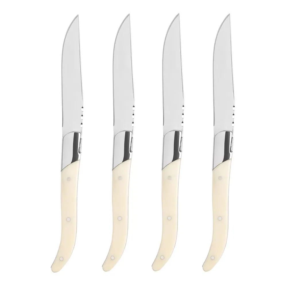 French Home Laguiole Connoisseur Steak Knives with Faux Ivory Handles