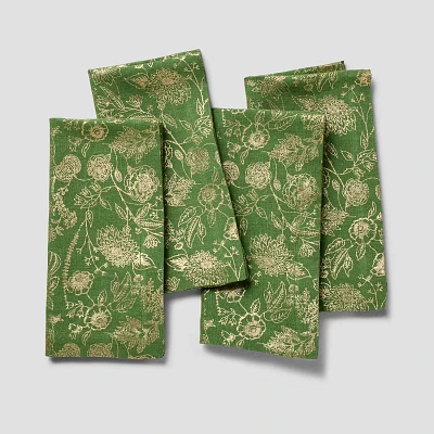 Sur La Table Autumn Botanical Lurex Napkins, Set of 4