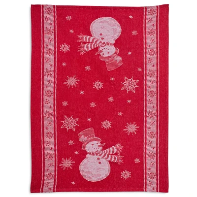 Sur La Table Red Snowman Jacquard Kitchen Towel, 28" x 20"