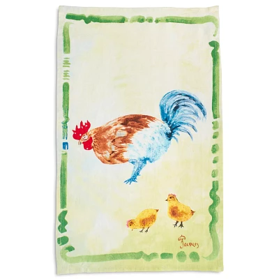 Sur La Table Jacques Pépin Collection Chicken with Chicks Linen Kitchen Towel, 28" x 18"