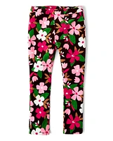 Girls Floral Corduroy Jeggings - Pony Club