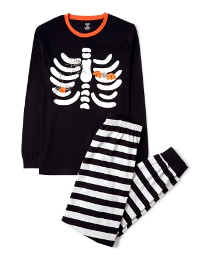 Mens Matching Family Skeleton Cotton 2-Piece Pajamas - Gymmies