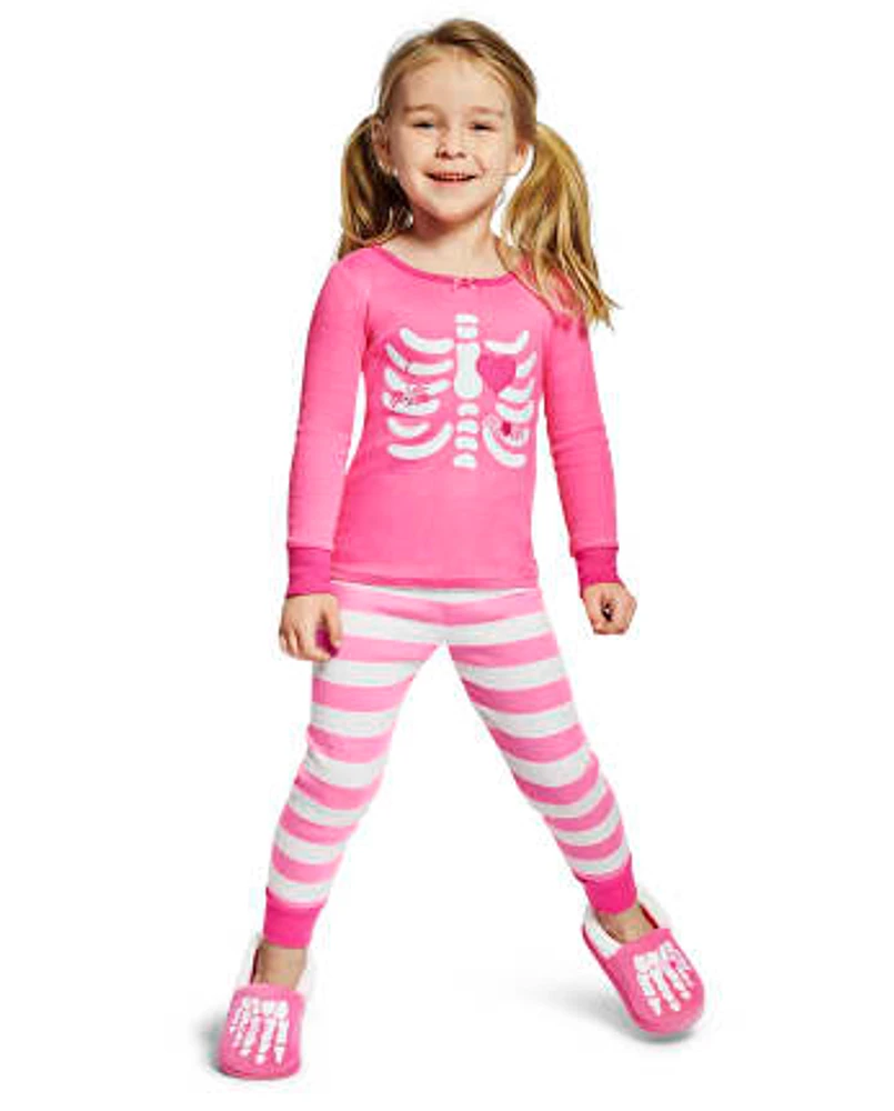 Girls Matching Family Skeleton Cotton 2-Piece Pajamas - Gymmies