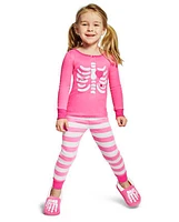 Girls Matching Family Skeleton Cotton 2-Piece Pajamas - Gymmies