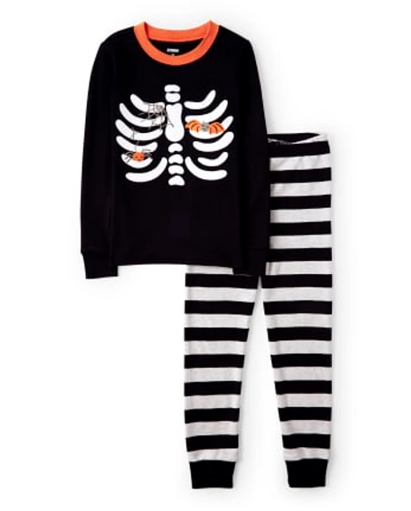 Boys Matching Family Skeleton Cotton 2-Piece Pajamas - Gymmies