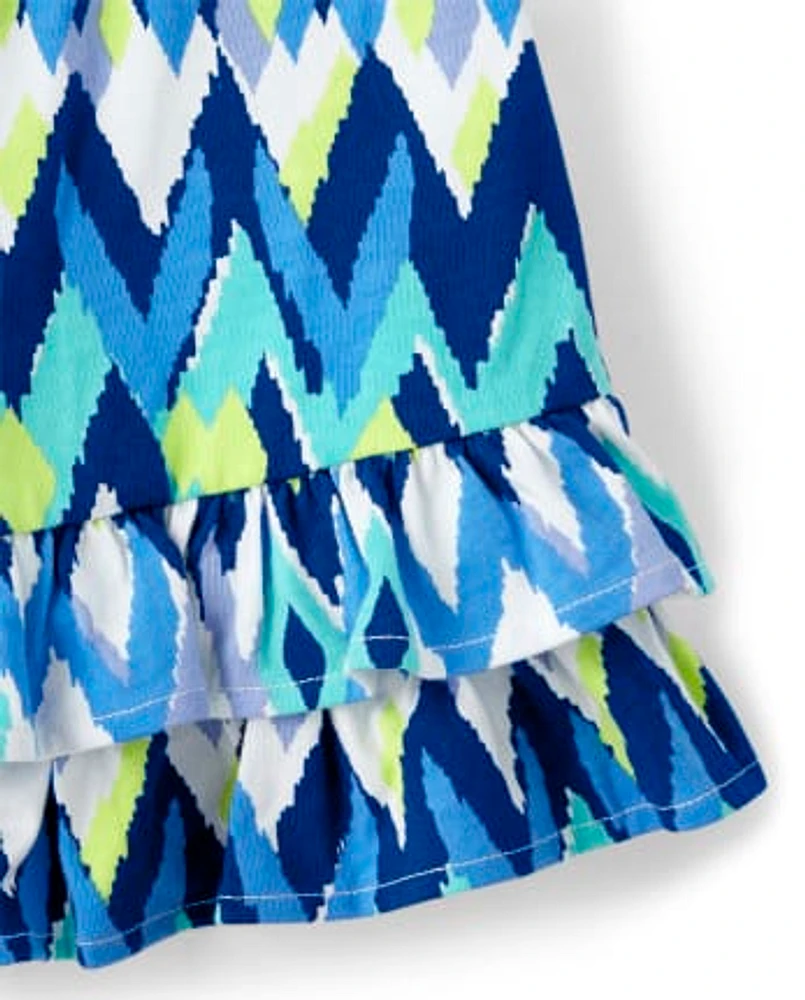 Girls Ikat Tiered Skort - Island Getaway