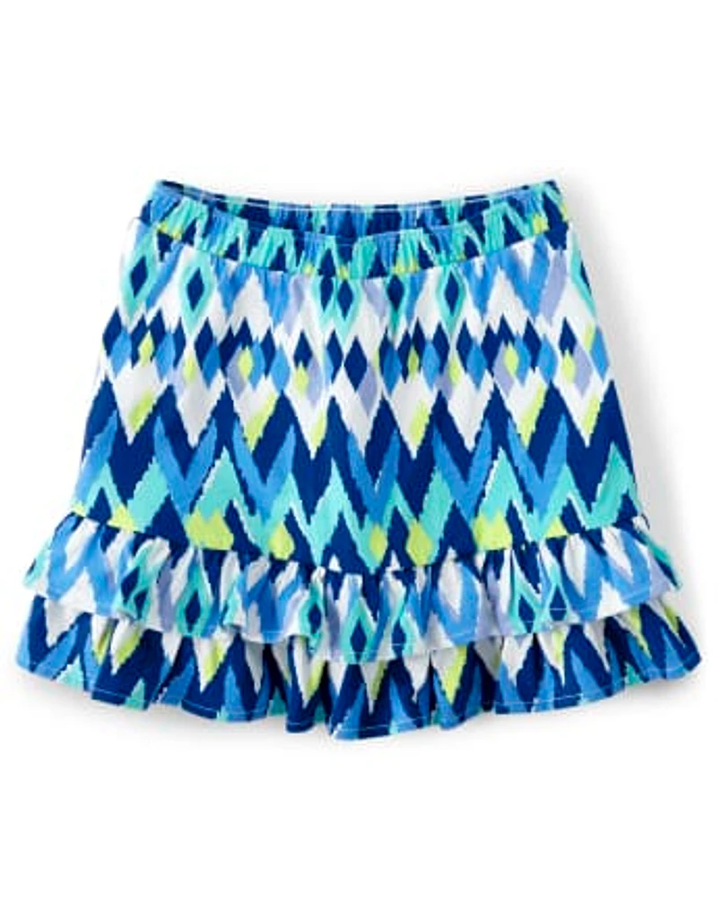 Girls Ikat Tiered Skort - Island Getaway