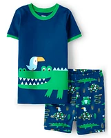 Boys Alligator Cotton 2-Piece Pajamas - Gymmies