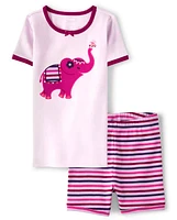 Girls Elephant Snug Fit Cotton Pajamas - Gymmies