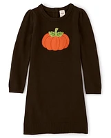 Girls Embroidered Sweater Dress - Lil Pumpkin