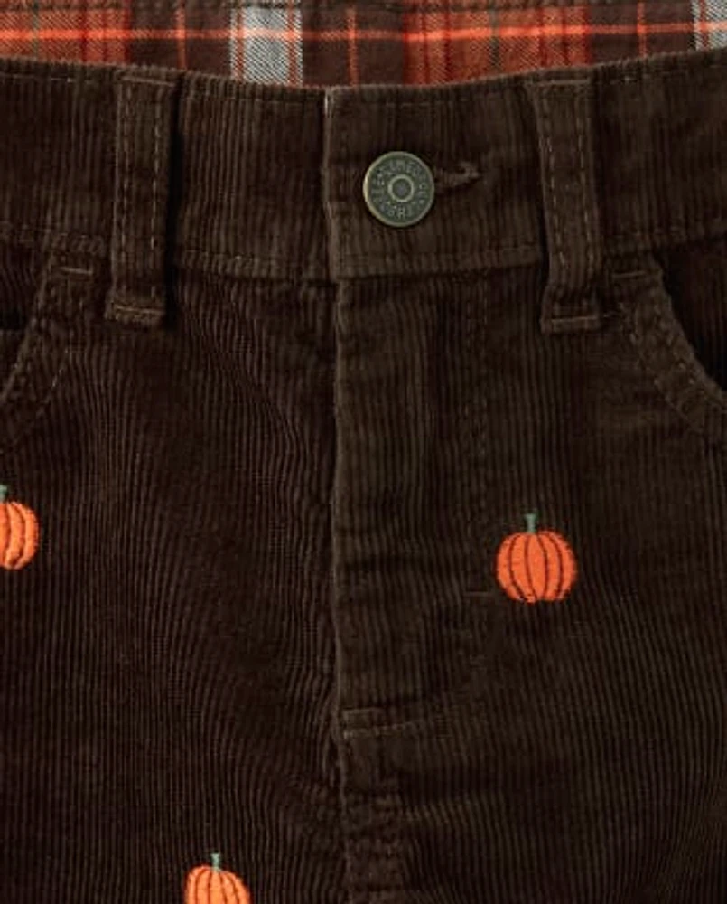 Boys Embroidered Corduroy Pants - Lil Pumpkin