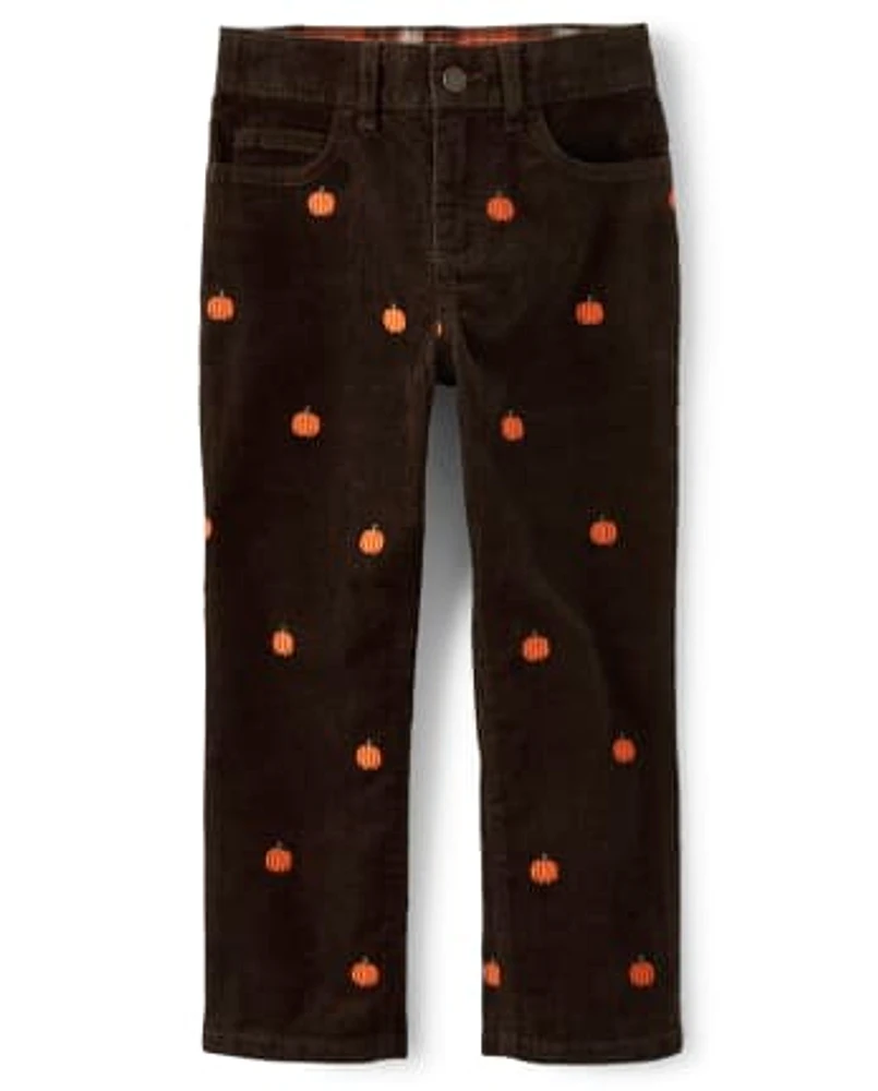 Boys Embroidered Corduroy Pants - Lil Pumpkin