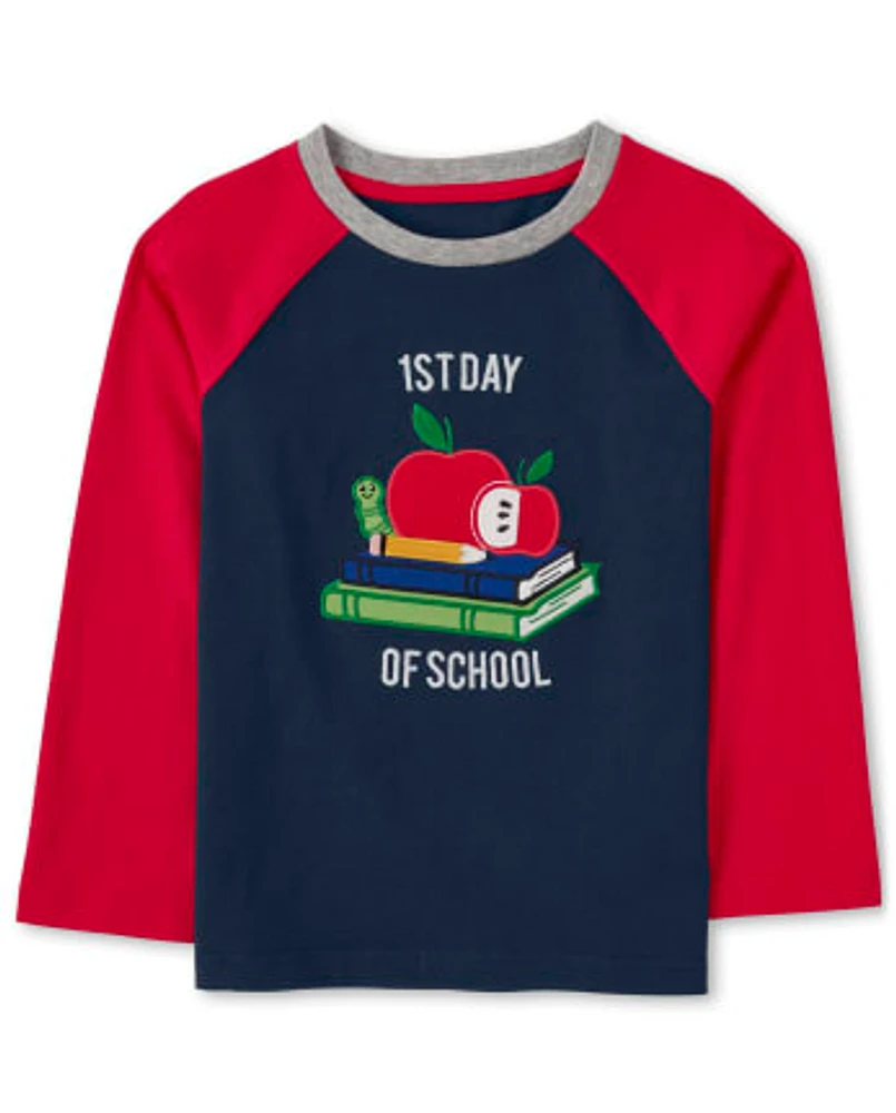 Boys Embroidered School Raglan Top - Teacher's Favorite