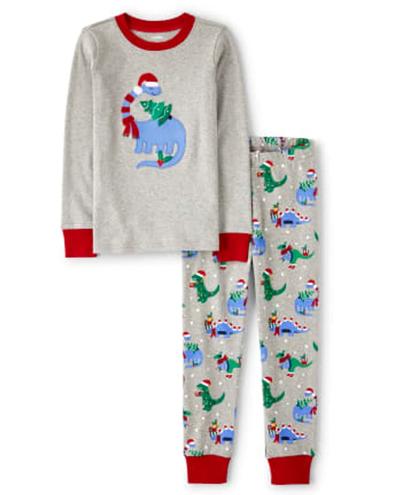 Boys Christmas Dino Cotton 2-Piece Pajamas - Gymmies