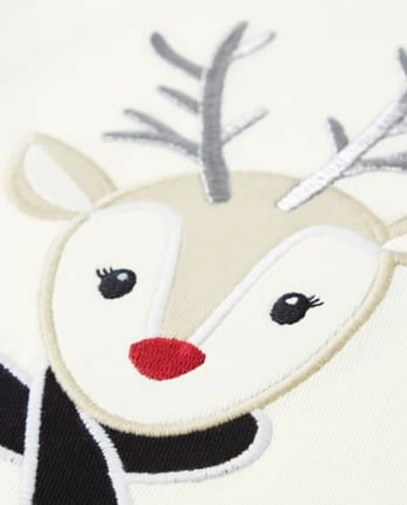 Haut brodé à motif de renne pour fille - Reindeer Cheer