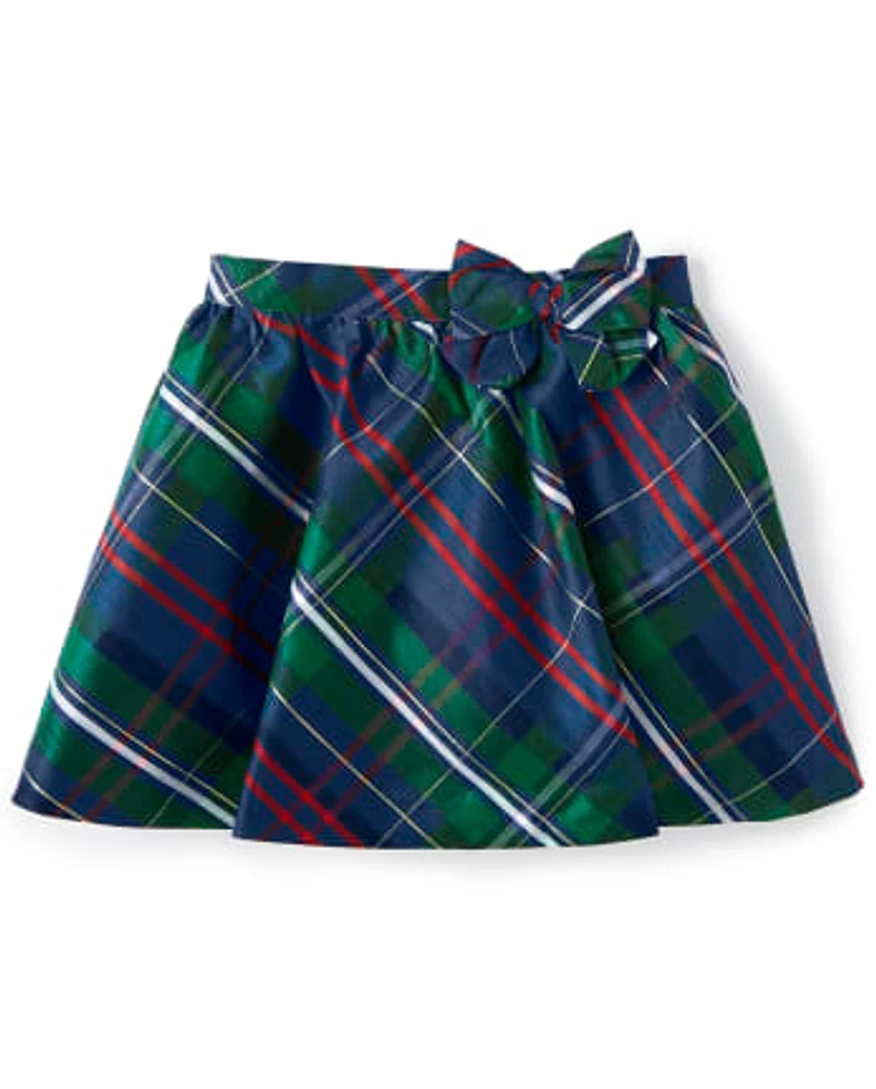 Girls Plaid Skirt - Family Celebrations Green