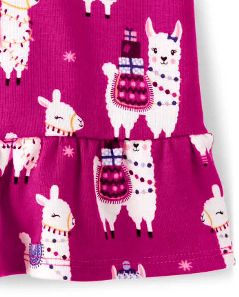 Girls Llama Peplum Top - Little Llamas