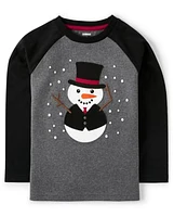 Boys Embroidered Snowman Top - Reindeer Cheer