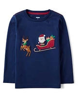 Boys Embroidered Santa's Sleigh Top - Ho