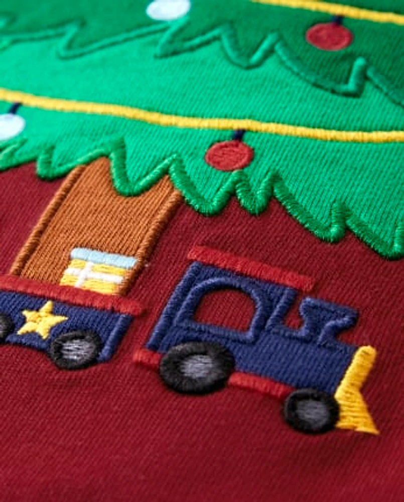 Boys Embroidered Christmas Tree Top - Ho