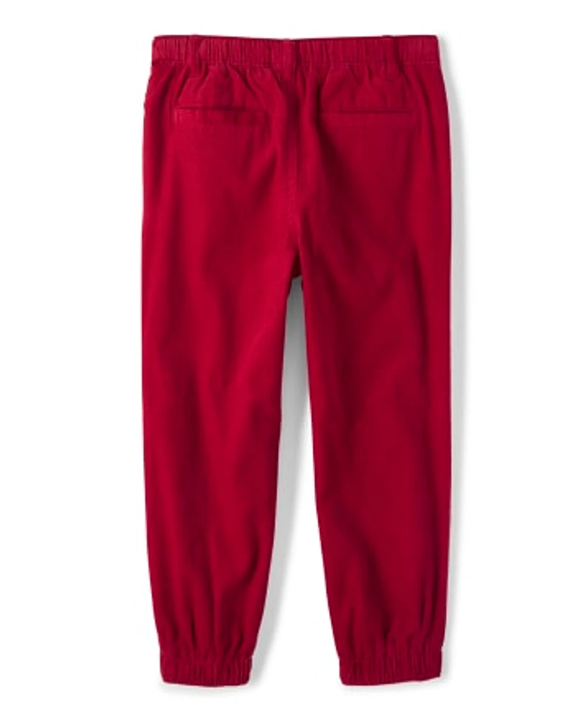 Boys Corduroy Pull On Jogger Pants - Reindeer Cheer