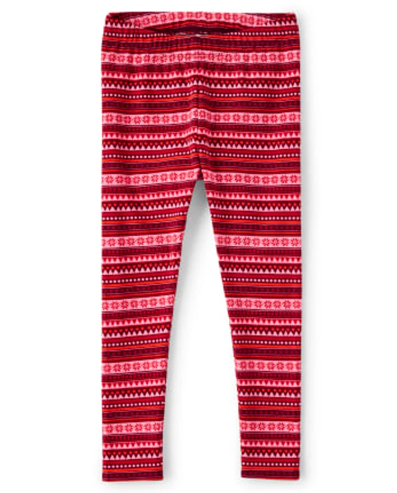 Girls Fairisle Leggings - Little Llamas