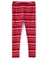 Girls Fairisle Leggings - Little Llamas