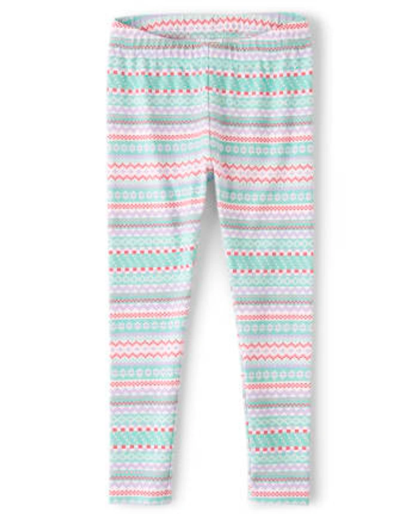 Girls Fairisle Leggings - Polar Party