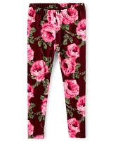 Girls Rose Velour Leggings - Royal Princess