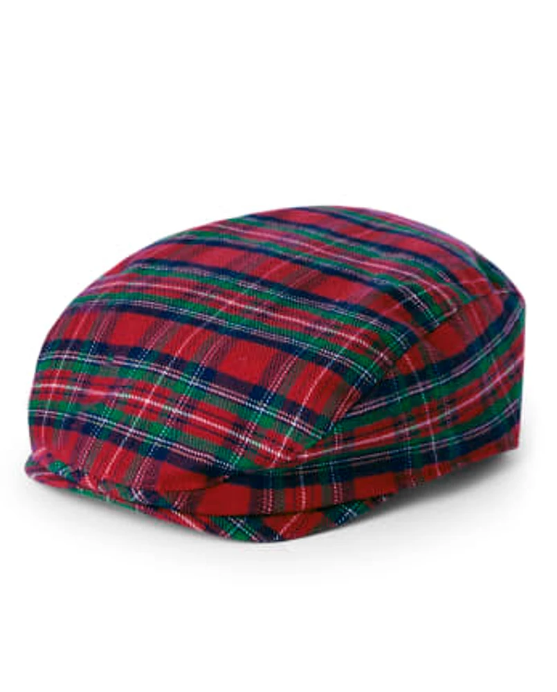 Boys Plaid Newsboy Hat - Family Celebrations Red