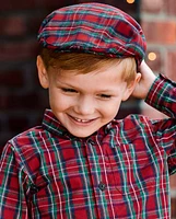 Boys Plaid Newsboy Hat - Family Celebrations Red